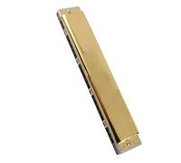 Jiawu Harmonica, 1.2mm Brass Base Plate 24 Hole Polyphonic Professional Mouthorgan, Beginner Harmonica with ABS Resin Comb Electroplated Surface for Musicians Beginners Gifts (G)