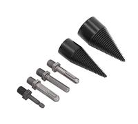 Jiawu Heavy Duty Wood Splitter Drill Bit 32mm 42mm Detachable Splitting Cone Drill Bit with 4 Handles for Camping & Home Use