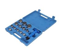 Jiawu Hollow Punch Set, 13 Piece Heavy Duty Leather Hole Punch Kit with Handle, Interchangeable Belt Punches for Leatherworking, Rubber, Plastic, Soft Materials, Clean Cuts 3/16 to
