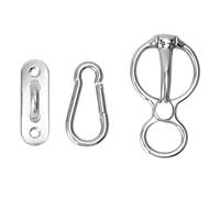 Jiawu Horse Tie Ring, Stainless Steel Safety Release Design for Pulling Back, Metal Horse Tie Ring Part with Eye Bolts and Mounting Hardware for Home Professional Stable Barn Training
