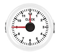 Jiawu Hourmeter, 2in Universal 0-12 Red Backlight 12V 24V Dash Hour Meter, Dial Clock Meter with Anti Fog Glass and Connecting Cable for Car Boat Yacht Motorcycle (White background and white frame)