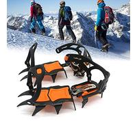 Jiawu Ice Crampons, 12 Teeth Adjustable for US 6-13.5 CN 36-46 Ice Cleats, Snow Traction Cleats with Storage Pouch for Snow Climbing Ski Mountaineering Glacier Hiking
