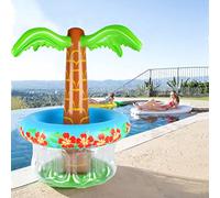 Jiawu Inflatable Beer Cooler Palm Tree for Beach Pool Parties, Luau Summer Party Decorations, 65cm Coconut Tree Shape Ice Bucket, Inflatable Drink Cooler for Pool Beer and Drinks (Green)