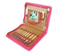 Jiawu Interchangeable Circular Knitting Needles Set, 10 Pairs Bamboo Knitting Crochet Needle with Ergonomic Handle & Storage Bag, Multiple Sizes for Sweater, Hat, Scarf, Rug Making