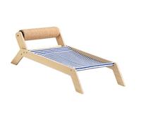 Jiawu Kitten Beach Bed with Sisal Scratcher, Elevated Cat Hammock Chair for Indoor Outdoor, Anti Slip Comfortable Mini Beach Chair for Cats to Sunbathe, Strong Bearing Wood Frame (Sisal Roller