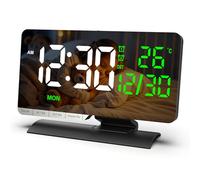 Jiawu Large LED Digital Desk Clock 6.6" Display Dual Alarm Clock for Bedroom USB/Type-C Charging Ports (Black)