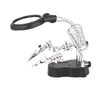 Jiawu LED Magnifying Helping Hand for Soldering, Adjustable Third Hand with Light, Magnifier Station Auxiliary Clamp for Circuit Board Repair, Desktop Solder Station with 5.9x2.6x5.5in