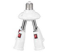 Jiawu Light Splitter Socket, 360 Degree Rotation 180 Degree Bending E26 E27 Bulb Splitter Adapter, Lamp with Manual Switch for Office Bedroom Hotel Conference Room Art Gallery