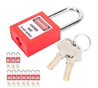 Jiawu Lockout Lock, 38mm Engineering Nylon Safety Padlock Tagout Lock with Writable Label for Gas Power Plant Industrial Use (Red)