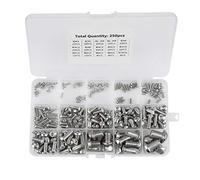 Jiawu Machine Screws Set, 250pcs M2 M2.5 M3 M4 M5 M6 M8 M10 Stainless Steel Socket Fasteners, Assorted Bolts with Storage Box for Electronic Devices, Furniture, Mechanical