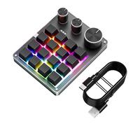 Jiawu Macro Keypad, 16 Programmable Keys Stream Controller Deck Gaming Streaming Shortcut Keyboard, One Handed Keyboard With Led Light for OBS, Desk Office Setup, Laptop, PC (Black)