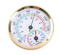 Jiawu Mini Indoor Thermometer Hygrometer, No Battery Required Analog Gauge, Compact Aluminum Case Temperature Humidity Meter with Easy Read Dial for Home Office Greenhouse Warehouse (TH103C Gold