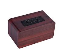 Jiawu Mini Portable Wooden Bluetooth Speaker, Wireless Stereo Loudspeaker with 2 Horns, 8H Playtime, Bluetooth 4.2, AUX, TF Card, Red Wood (Mahogany Grain (English Version))