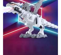 Jiawu Mist Spraying Robot Dragon Toy, Electric Walking with Mist Spraying Fire Breathing Red Light, Walking Dinosaur Toy, Fire Breathing Dragon with Water Spray Sounds for Kids (White)