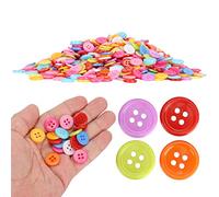 Jiawu Mixed Color Buttons, 1000Pcs Random Color Plastic Buttons, Sewing with Multiple Fixing Methods for DIY Crafts Sewing Clothing Projects (15mm)