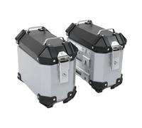 Jiawu Motorcycle Side Luggage Box, 18L Hard Shell with Double Key Lock Handle for Helmet Luggage, Universal Fit for Motorcyclists (Silver)