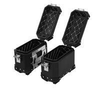 Jiawu Motorcycle Side Luggage Box, 18L Hard Shell with Double Key Lock Handle for Helmet Luggage, Universal Fit for Motorcyclists (Black)