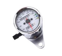 Jiawu Motorcycle Speedometer, Universal Odometer Speedometer Dual Reading with 160 Km/h Max Metal Shell Backlight for 12V Motorcycles (Silver)