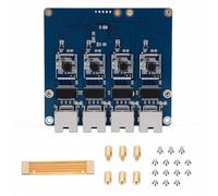 Jiawu Network Card, 4 Port PCIe X1 Gigabit Base, RTL8153 Chip 1000Mbps PCIe Express Ethernet Adapter with RJ45 Port, LED Indicator, Support for RasPi 5, Driver Free, Plug and Play