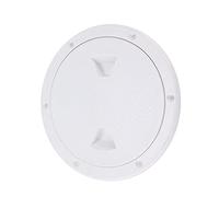 Jiawu Non-Slip 6in Round White Deck Plate Cover, Pre-Drilled Separate Design ABS+Nylon Marine Inspection for Boat Yacht, UV Resistant Weather-Tight Access Hole with O-Ring