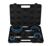 Jiawu Outside Micrometer Set, 4 Pcs 0-1/1-2/2-3/3-4 Inch Measuring Range, 0.0001in Graduation Micrometer Set with Carbide Tips & Hard Case, Machinist Tool Set for Engineering