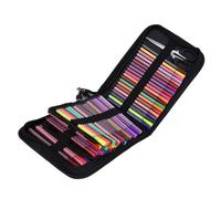 Jiawu Pencil Case, Large Capacity 120 Slots Foldable Canvas Pencil Bag with Art Case Organizer Elastic Strap Holders for Students Artists Travelers (120 Pieces Folding Bag (Black))