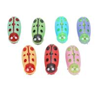 Jiawu Pet Electric Ladybug Toy, Interactive Rolls Automatically Turns At 90 Degree Corners Seven Color Options Cat Electric Toy Mini Cute Cat with 7 Pieces Including Batteries for