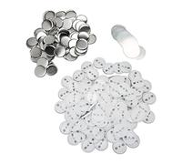 Jiawu Pin Back Button Parts, 100 Sets Rustproof Tinplate Plastic Base Button Making Supplies, Round Badge Parts with Metal Covers Plastic Bottoms Transparent Films for Badge (44MM)
