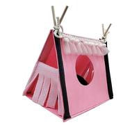 Jiawu Pink Rat Hamster Hiding Tunnel Tent Soft Felt Hideout for Guinea Pig Rabbit - Warm, Comfortable, Large Space Small Pet Cage Accessory with Door Curtain, Easy Clean (Pink)