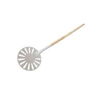 Jiawu Pizza Turning Peel, 9 Inch Perforated Stainless Steel Pizza Turner with Adjustable Long Handle, Non Slip Grip Metal Spatula for Home Outdoor Oven Baking