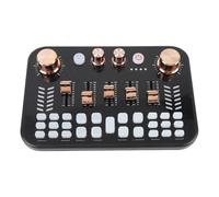 Jiawu Podcast Equipment Bundle, Live Sound Card Audio Mixer with Bluetooth Voice Changer, DJ Controller, Sound Effects Board Set for Live Streaming/Laptop Computer Vlog