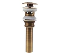 Jiawu Pop Up Sink Drain Vintage Plant Pattern Brass, Quick Drainage Vessel Stopper for Bathroom Basin, European Retro Design Pop Up Drain Stopper Sink Parts (Brass)