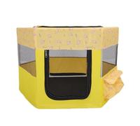 Jiawu Portable Dog and Cat Playpen, Whelping Box, Comfortable House for a Secure Enclosure, Ideal for Pet Owners on the Go (Yellow)