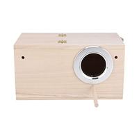 Jiawu Quality Wooden Pet Bird House Breeding Box for Cage Accessories - Safe Non-, Sturdy, with Metal Edge Opening, Top Openable Cover, Stand, Suitable for Budgerigars (Right opening)
