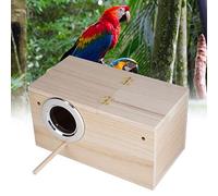 Jiawu Quality Wooden Pet Bird House Breeding Box for Cage Accessories - Safe Non-, Sturdy, with Metal Edge Opening, Top Openable Cover, Stand, Suitable for Budgerigars (left opening)