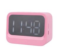 Jiawu Rechargeable Clock Speaker with Dual Alarms, Digital Clock with Large LED Display and Music Player for Bedroom Bedside (Pink)