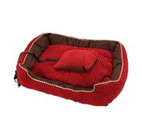Jiawu Rectangle Dog Bed Comfortable Soft Cat Mat, Premium Materials, Multi-purpose Use, Refined Style for Home Decor (Red)