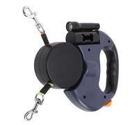 Jiawu Retractable Dog Leash, Dual Pet Walking Leash with Flashlight, 360° Control TangleFree, One Click Brake & Lock, Ergonomic Non Slip Grip for 2 Dogs Easy Daily Walks (Dark Blue)