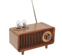 Jiawu Retro Bluetooth Speaker, Vacuum Tube Effect Vintage Bluetooth Speaker, Wireless Classic with LED Light Memory Card U Disk for PC Laptop (Wood Color)