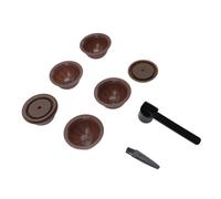 Jiawu Reusable Capsule Kit, Refillable Coffee Pods for, Reusable Coffee Capsules with 5 Empty Pods, 2 Silicone Lids, Spoon, Brush for DIY Home Office Morning Brew