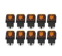 Jiawu Rocker Toggle Switch 10Pcs 2 Position On Off 30A 125V 4 Pin with LED Light for Boat Marine Auto (Orange)