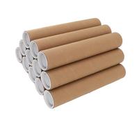 Jiawu Round Paper Poster Tubes, 12 Pcs 2.5 X 12 Inch Kraft Mailing Tubes with Plastic Lids, Sturdy Poster Storage Tube for Artwork, Blueprints, Charts, Office Home (5.3*30cm)