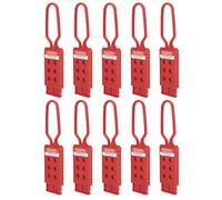 Jiawu Safety Lockout Hasp, 6 Hole Insulating Nylon Material for Multiple Locks, Lockout Hasp Lock with 10 Pack Red Color for Industrial Electric Power Coal Flammable