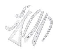 Jiawu Sewing Ruler Tailor Set, 7Pcs High Accuracy Clear Scale Curve Ruler Set, Acrylic Clothing with French Curve Design Tools for Pattern Making Drafting and Modification