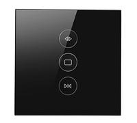 Jiawu Smart Wi-Fi Curtain Switch Touch Panel Timer APP Voice Control Compatible with for Smart Home Automation (Black)