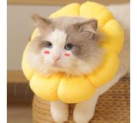 Jiawu Soft Cat Collar Sunflower Shape Lightweight Cat Surgery Cone Collar Protective Anti Licking Adjustable Drawstring Pet Recovery for Post Surgery Wound Healing Behavior (Sunflower Yellow XS