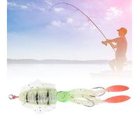 Jiawu Soft Luminous UV Octopus Squid Lure Fishing Bait 6in 60g Realistic Solid Body with 2 Hooks, Non- PVC Tackle Accessories (5#)