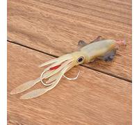 Jiawu Soft Luminous UV Octopus Squid Lure Fishing Bait 6in 60g Realistic Solid Body with 2 Hooks, Non- PVC Tackle Accessories (1#)