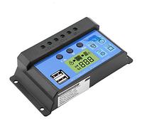 Jiawu Solar Charge Controller, 12V 24V PWM Dual USB Solar Charge Regulator with Industrial Micro Controller LCD Display 3-Stage Charging Protection for Lead- Batteries (YJSS-10A)