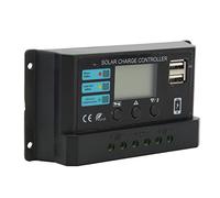 Jiawu Solar Charge Controller, 12V 24V Self Adaption LCD Display Solar Panel Controller, Photovoltaic Charge with 5V 3A USB Output for Home Industry Commerce (20A)